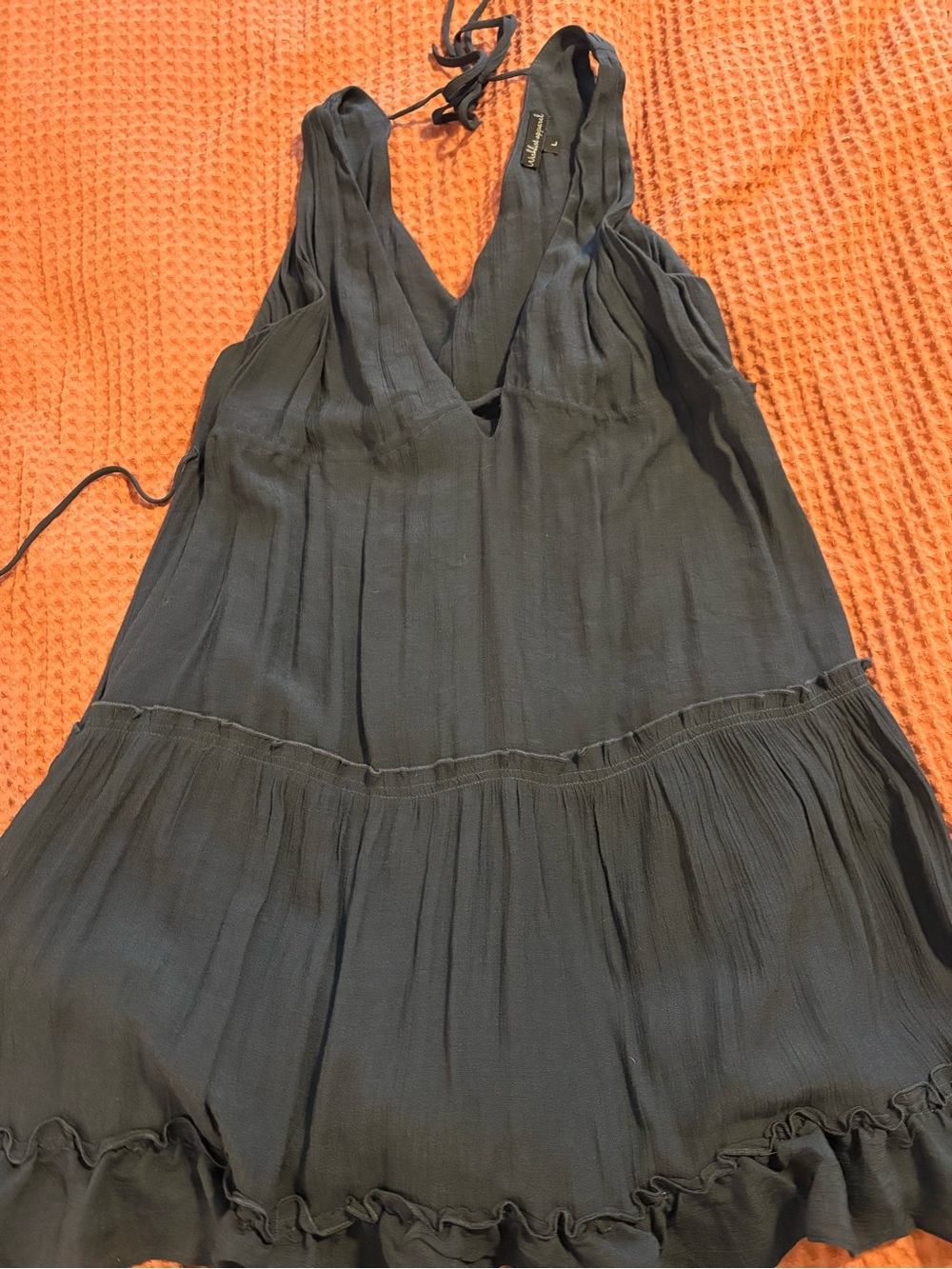 Navy Sleeveless V-Neck Tiered Mini Dress